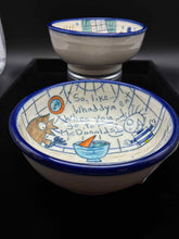 Load image into Gallery viewer, Blue Trim Ceramic 2 Piece Multi-Color Bowls