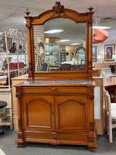 Load image into Gallery viewer, Antique Birdseye Maple Marble-Top Dresser w/ Mirror &amp; Carved Details