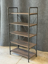 Load image into Gallery viewer, Industrial Metal &amp; Wood 5-Shelf Bookcase