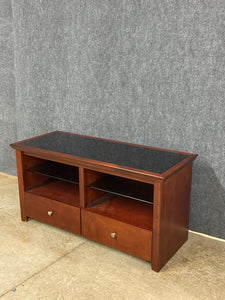 Pinnacle Design Cherry & Black Glass TV Stand with Drawers