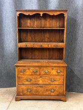 Load image into Gallery viewer, 19th Century English Burl Wood Welsh Dresser with Plate Rack