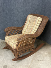 Load image into Gallery viewer, Wicker/Resin Striped Upholstered Rocking Chair
