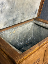 Load image into Gallery viewer, Antique c.1900 Lapland Carved Oak Ice Box with Tin-Lined Interior