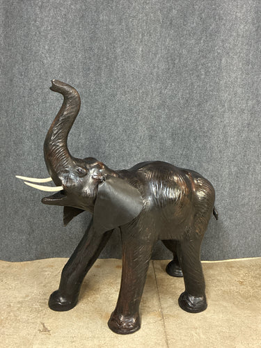 Large Leather Wrapped Elephant Sculpture