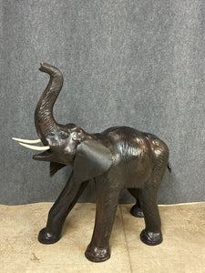 Large Leather Wrapped Elephant Sculpture