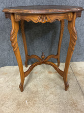 Load image into Gallery viewer, Vintage Inlaid Accent Table with Scalloped Top