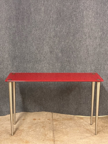 Modern Red Glass-Top Console Table