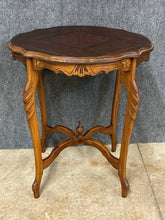 Load image into Gallery viewer, Vintage Inlaid Accent Table with Scalloped Top