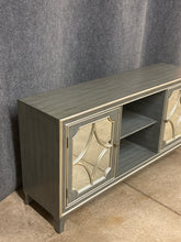 Load image into Gallery viewer, Classic Home Grey/Silver Media Stand With Mirrored Doors