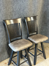 Load image into Gallery viewer, Pair Of Canadel Slat-Back Swivel Counter Stools