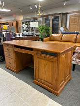 Load image into Gallery viewer, Oak Executive Desk with File Cabinet