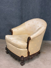 Load image into Gallery viewer, Carved Mahogany Down Cushion Lounge Chair