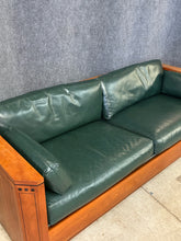 Load image into Gallery viewer, Stickley 21st Century Collection Cherry &amp; Green Leather Sofa