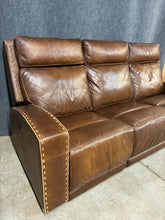 Load image into Gallery viewer, Flexsteel Brown Leather Power Reclining Sofa with USB