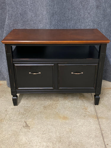 Two-Tone Wood & Black Filing Console Table