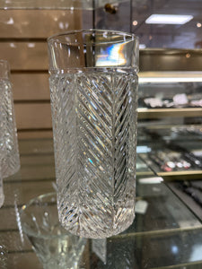 9 Piece Ralph Lauren Clear Crystal Herringbone Glasses