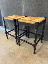 Load image into Gallery viewer, Pair of Rush Seat Backless Stools