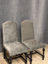 Load image into Gallery viewer, Pair of Gray Velvet High Back Side Chairs