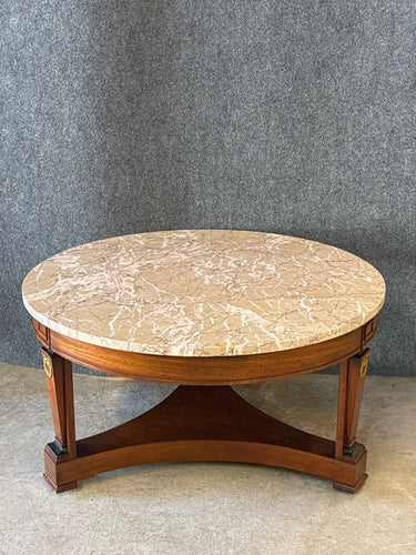 Round Marble-Top Neoclassical Style Coffee