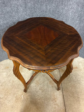 Load image into Gallery viewer, Vintage Inlaid Accent Table with Scalloped Top