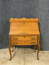 Load image into Gallery viewer, Vintage Oak Slant-Front Secretary Desk with Drawers