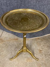Load image into Gallery viewer, Vintage Brass Pedestal Tray Table