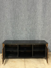 Load image into Gallery viewer, Contemporary Media/TV Stand with Smoked Glass Cabinet Doors