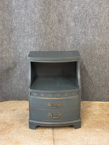 Vintage Painted Nightstand with Open Shelf & Two Drawers