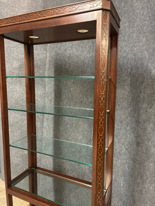 Lighted Mahogany Display Cabinet with Glass Shelves