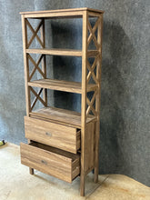 Load image into Gallery viewer, Rustic Wood Bookshelf with 2 Drawers