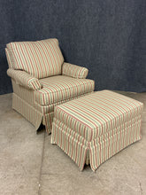 Load image into Gallery viewer, Ethan Allen Striped Upholstered Swivel Rocking Chair with Ottoman