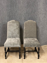 Load image into Gallery viewer, Pair of Gray Velvet High Back Side Chairs
