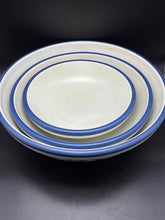 Load image into Gallery viewer, Pottery Beige 3 Piece Blue Round Fruit Serving bowl