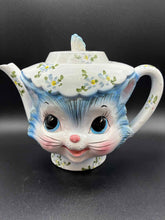 Load image into Gallery viewer, 2 Piece Lefton Ceramic Blue White Vintage Floral Tea/Coffee Pot