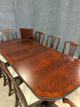 Load image into Gallery viewer, Flame Mahogany Double Pedestal Dining Table With 8 Henkel-Harris Chairs