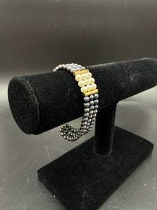 2 Piece Gold Round Pearl Gray Jewelry set