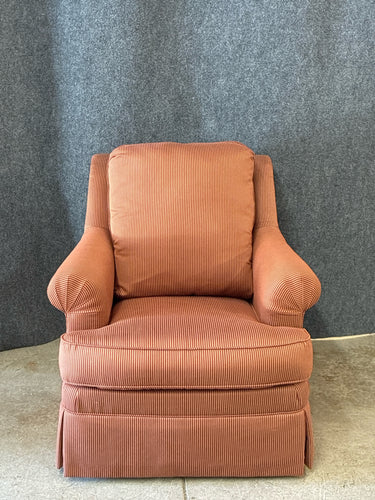 Ethan Allen Red Striped Rolled Back Arm Chair