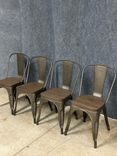 Load image into Gallery viewer, Set of 4 Industrial Metal Cafe  Chairs with Wood Seats