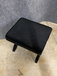 Black Upholstered Stool With Nailhead Trim