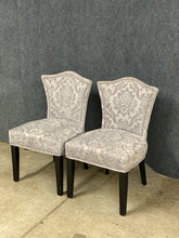 Load image into Gallery viewer, Pair of Grey Damask Upholstered Accent Chairs
