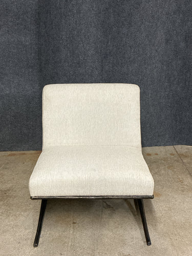 Modern Upholstered Lounge Chair with Sculptural Metal Base by Dharma Lifestyles