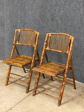 Load image into Gallery viewer, Pair of Vintage Bamboo Folding Chairs