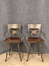 Load image into Gallery viewer, Pair of Nichols &amp; Stone Metal &amp; Wood Counter Stools