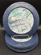 Load image into Gallery viewer, Knack3 Blue Topographic Map Melamine Dinner Plates, Set of 6