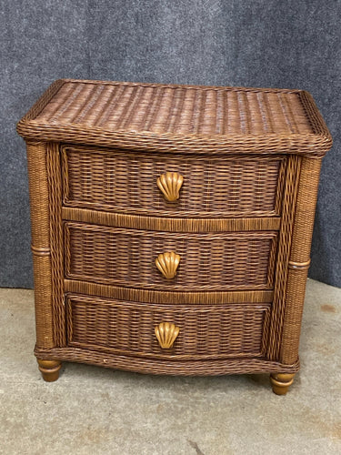 Wicker 3 Drawer Nightstand