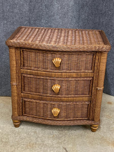 Wicker 3 Drawer Nightstand