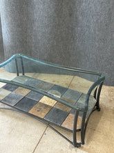 Load image into Gallery viewer, Glass Top Coffee Table With Metal Frame and Tile Base