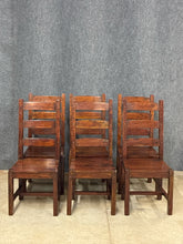 Load image into Gallery viewer, Set of 6 Rustic Ladderback Wood Dining Chairs