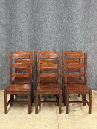Set of 6 Rustic Ladderback Wood Dining Chairs
