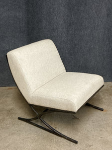 Modern Upholstered Lounge Chair with Sculptural Metal Base by Dharma Lifestyles
